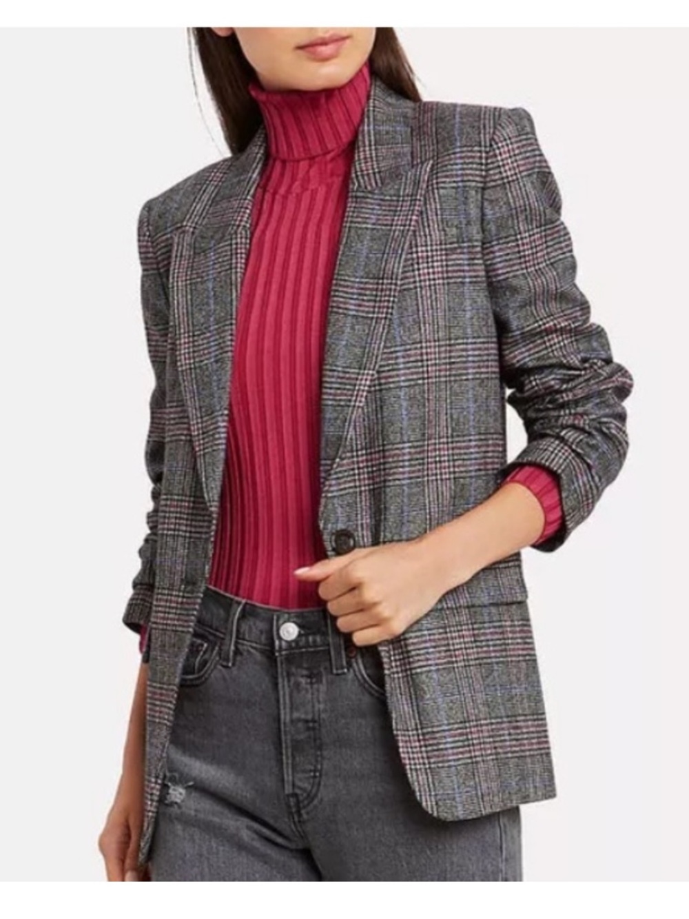 NWT Veronica Beard Martel Multi Plaid Dickey Blazer Jacket Single Button Sz 12